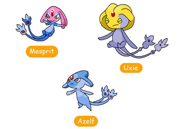 Legendary-Region Specific Psychic Pokemon Go Axelf, Uxie, and Mesprit