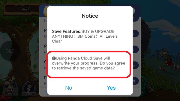 Panda Cloud Save notice