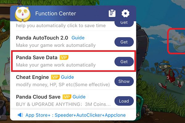 Tap it to get Panda Save Data